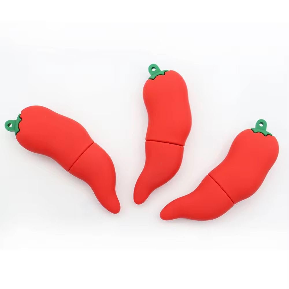 CleverlyGifted Red Chili Shaped USB Flash Drive, Silicon Rubber Housing, 2.0 Interface, 4GB-128GB Storage, Novelty Pen Drive for Data Storage (8, GB)