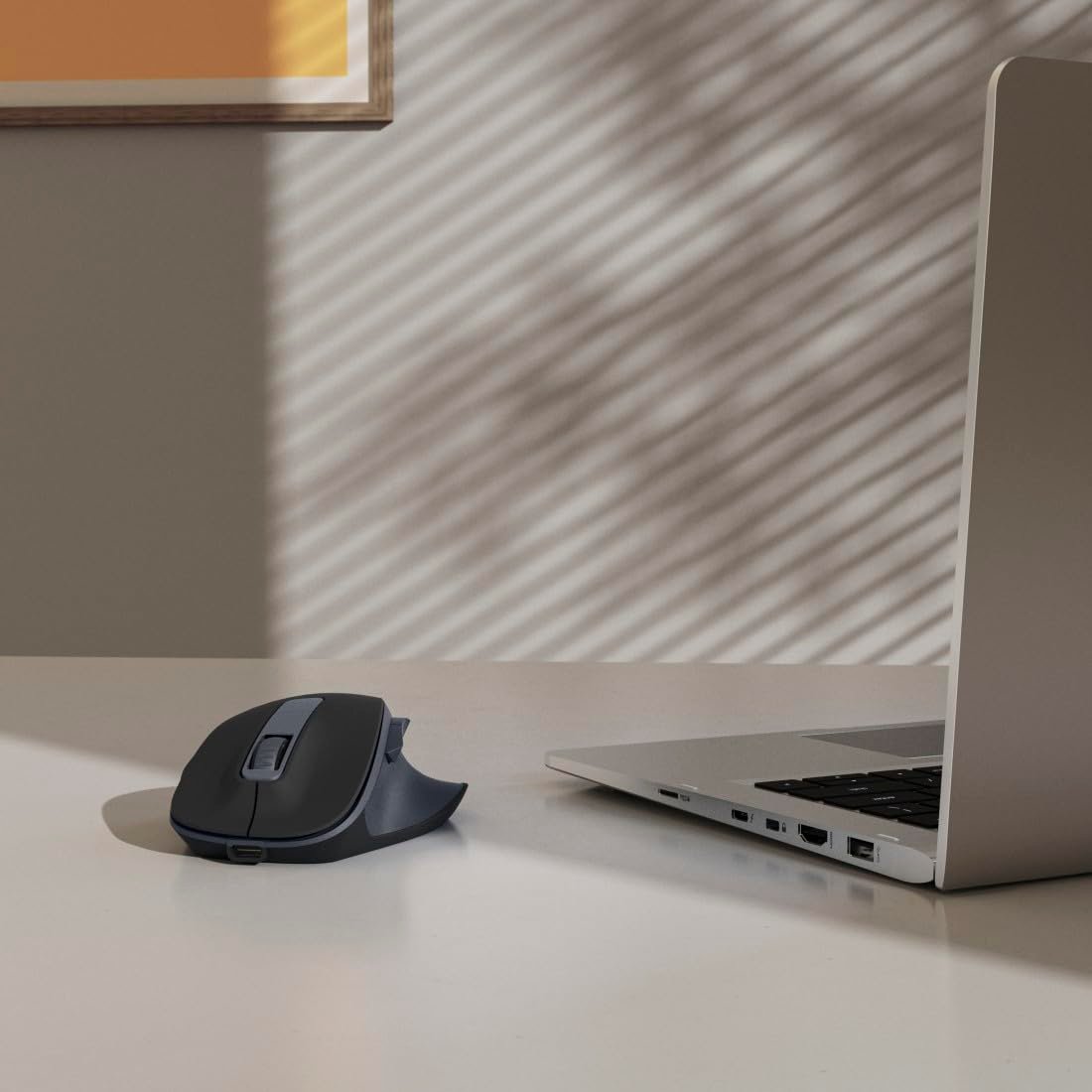 Wireless Rechargeable Mouse with Battery, Ergonomic Shape, 6 Buttons, 800/1200/1600 DPI, AI Assistant, 2.4 GHz, Ideal as Computer Mouse, Laptop Mouse, Black