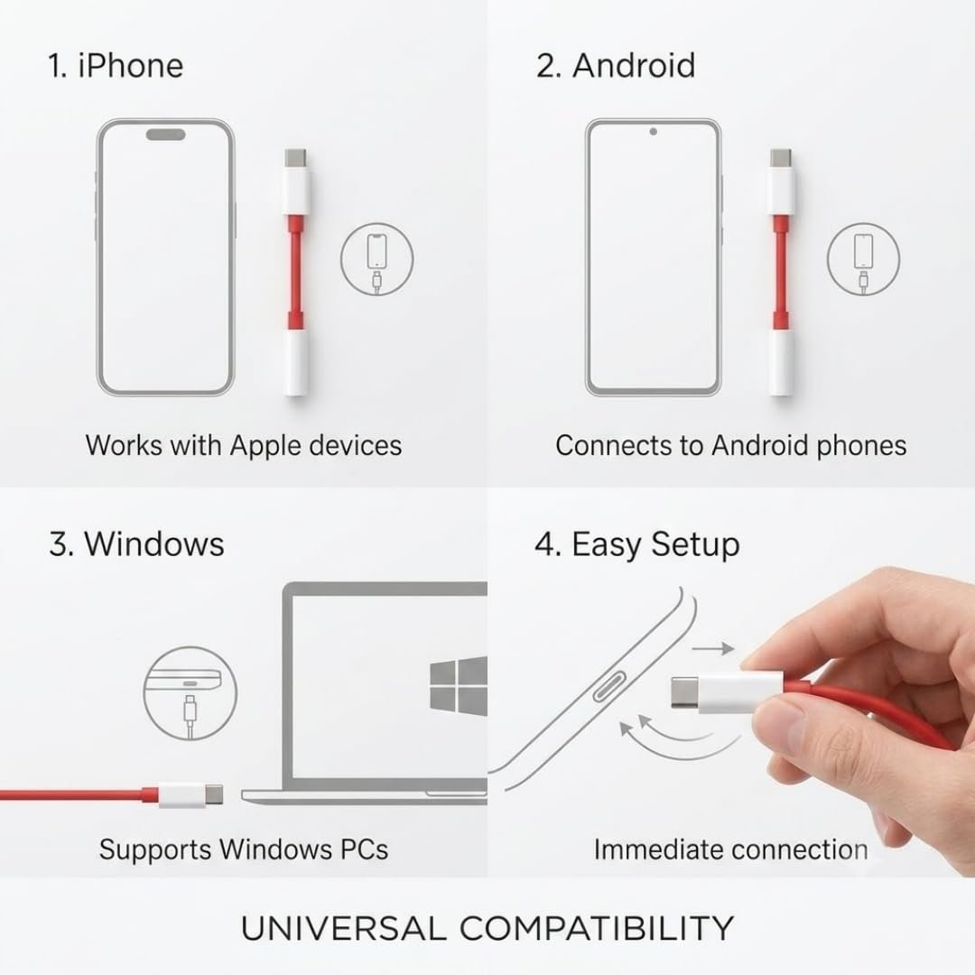 Type C to 3.5mm Audio Jack Adapter, USB C to AUX Headphone Converter, Type C Male to 3.5mm Female Audio Connector for Compatible Smartphones, Tablets & Laptops