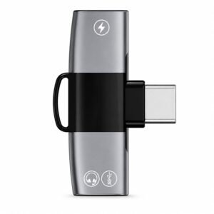 2-in-1 USB-C Audio & Charging Adapter, Dual USB-C Ports for Simultaneous Charging & Audio, High-Resolution Sound Aluminum Alloy Splitter, Type -C Headphone Adapter for Smartphones, Tablets & Laptops
