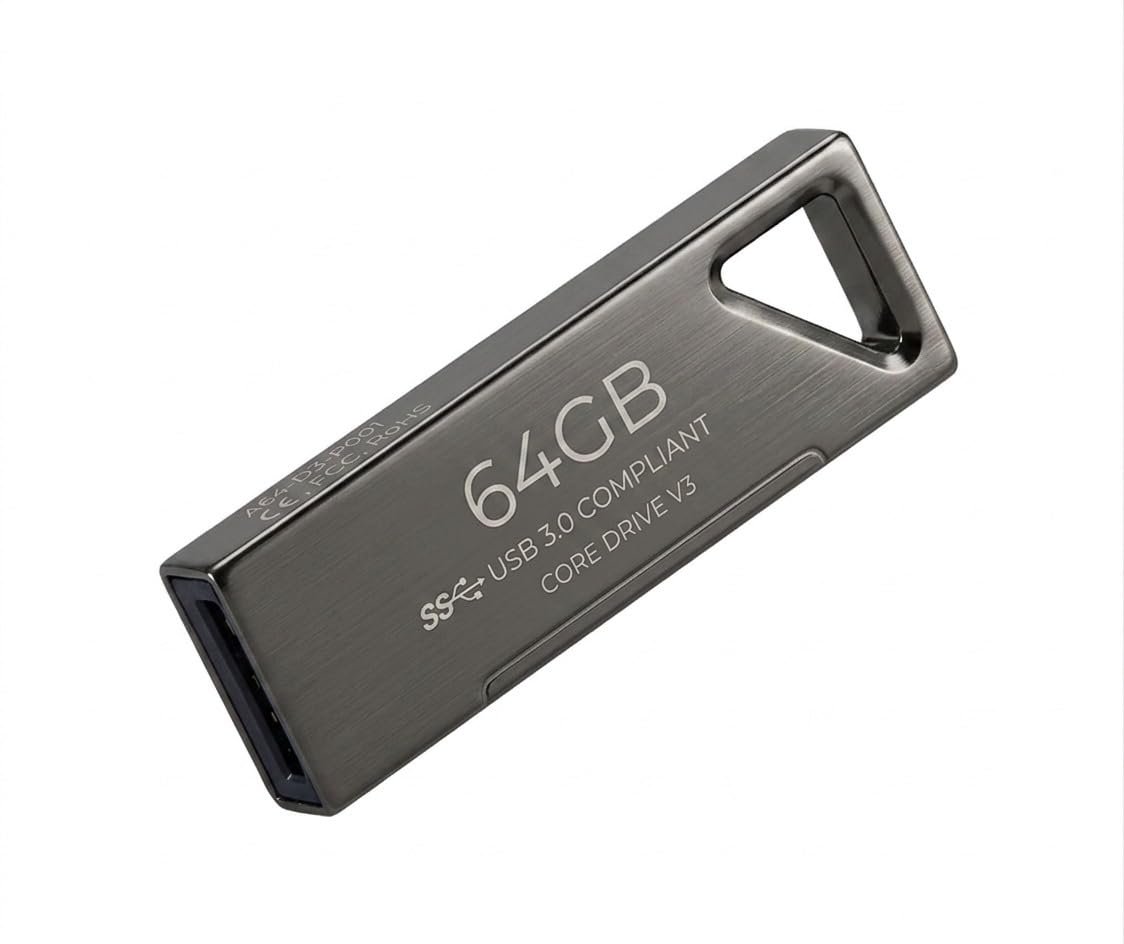 USB 3.0 Flash Drive with 64GB Capacity | High Speed Metal Pen Drive for Laptop, PC, Smart TV, and Car Audio System | Portable USB Memory Stick for Storage Purposes (2)
