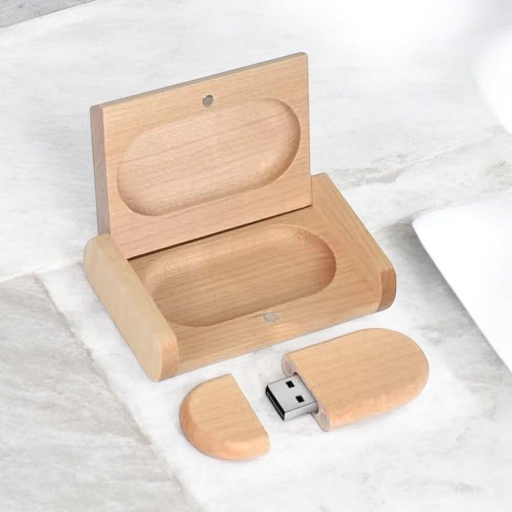 SippyTales ®Wooden Pendrive with Storage Box, Interface 2.0, Natural Wood Finish, Corporate Gifting Product, Photographers Product, 1Pc, Upto 10Mbps (8, GB)