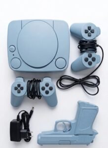 Gagon Traders Retro Mini Video Game Console, Blue, with 2 Wired Controllers, Light Gun, Audio Video Cable and Power Adapter