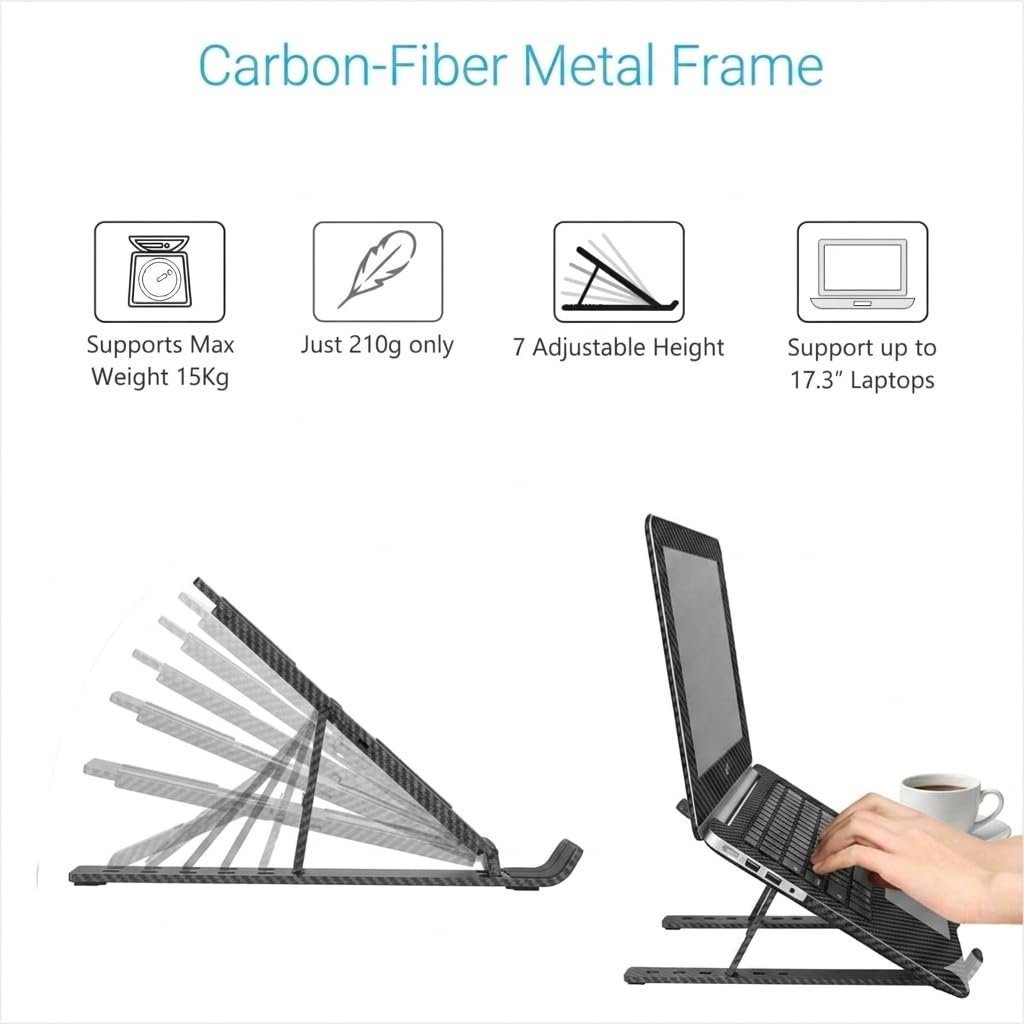 FBT 7 Angles Adjustable Aluminum Ergonomic Foldable and Portable Tabletop Laptop/Desktop Riser Stand Holder Compatible for MacBook, HP, Dell, Lenovo & All Other Notebook for Home use and Office use