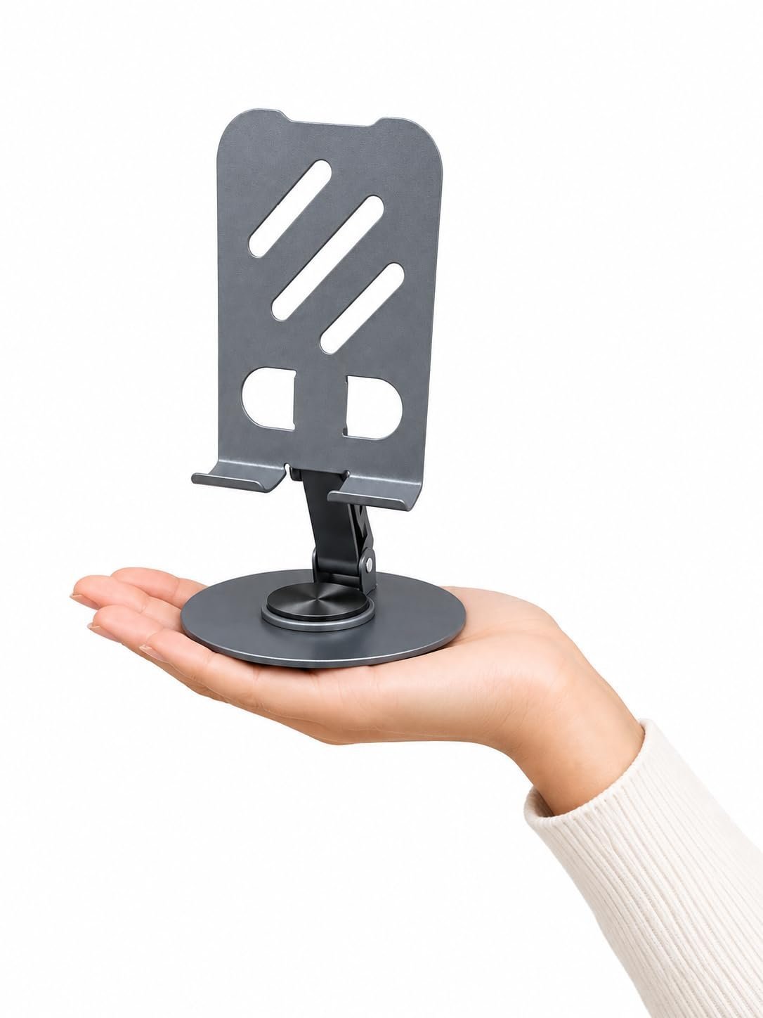 Adjustable Foldable Desk Phone Stand with Anti-Slip Base, Grey