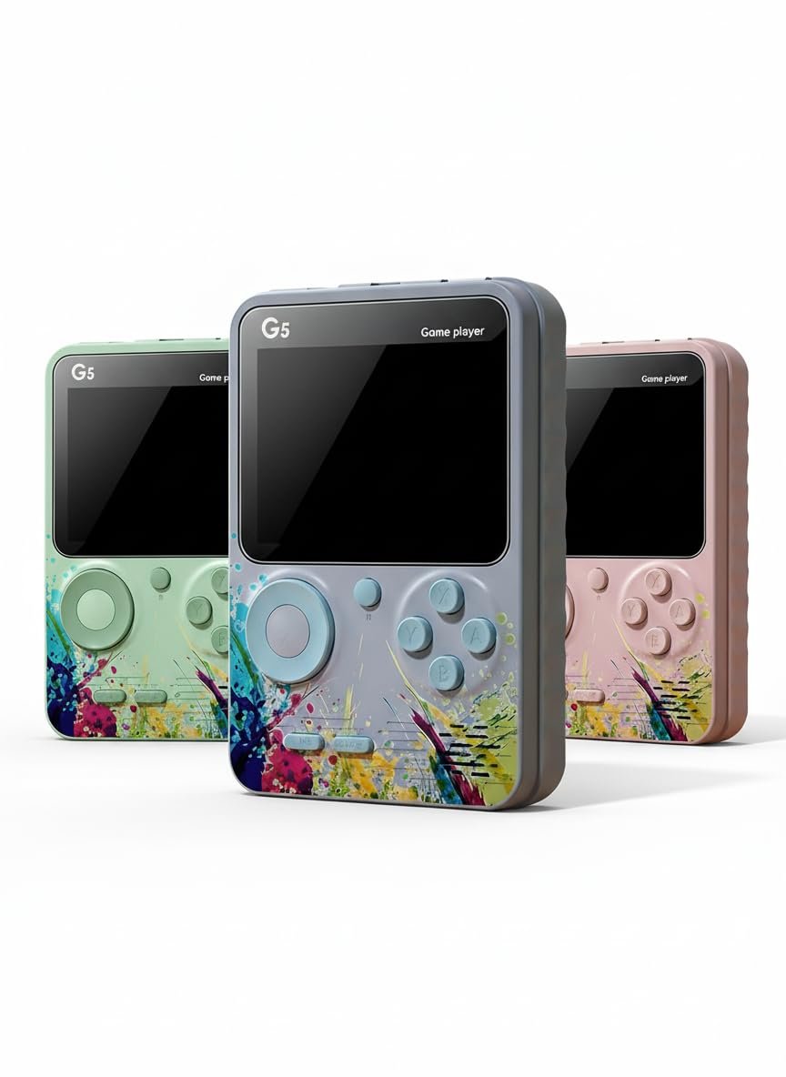 Generic Rechargeable Mini Console With TV Output | Handheld Gaming Console With 500+ Classic Built-In Games | Retro Video Game For Kids 7-14 | For Boys & Girls (Multicolor, G5 With Remote)