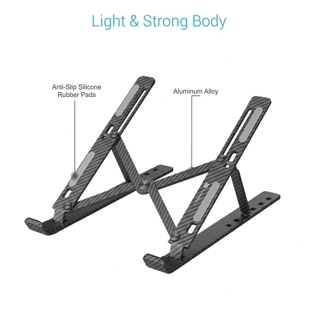 FBT 7 Angles Adjustable Aluminum Ergonomic Foldable and Portable Tabletop Laptop/Desktop Riser Stand Holder Compatible for MacBook, HP, Dell, Lenovo & All Other Notebook for Home use and Office use