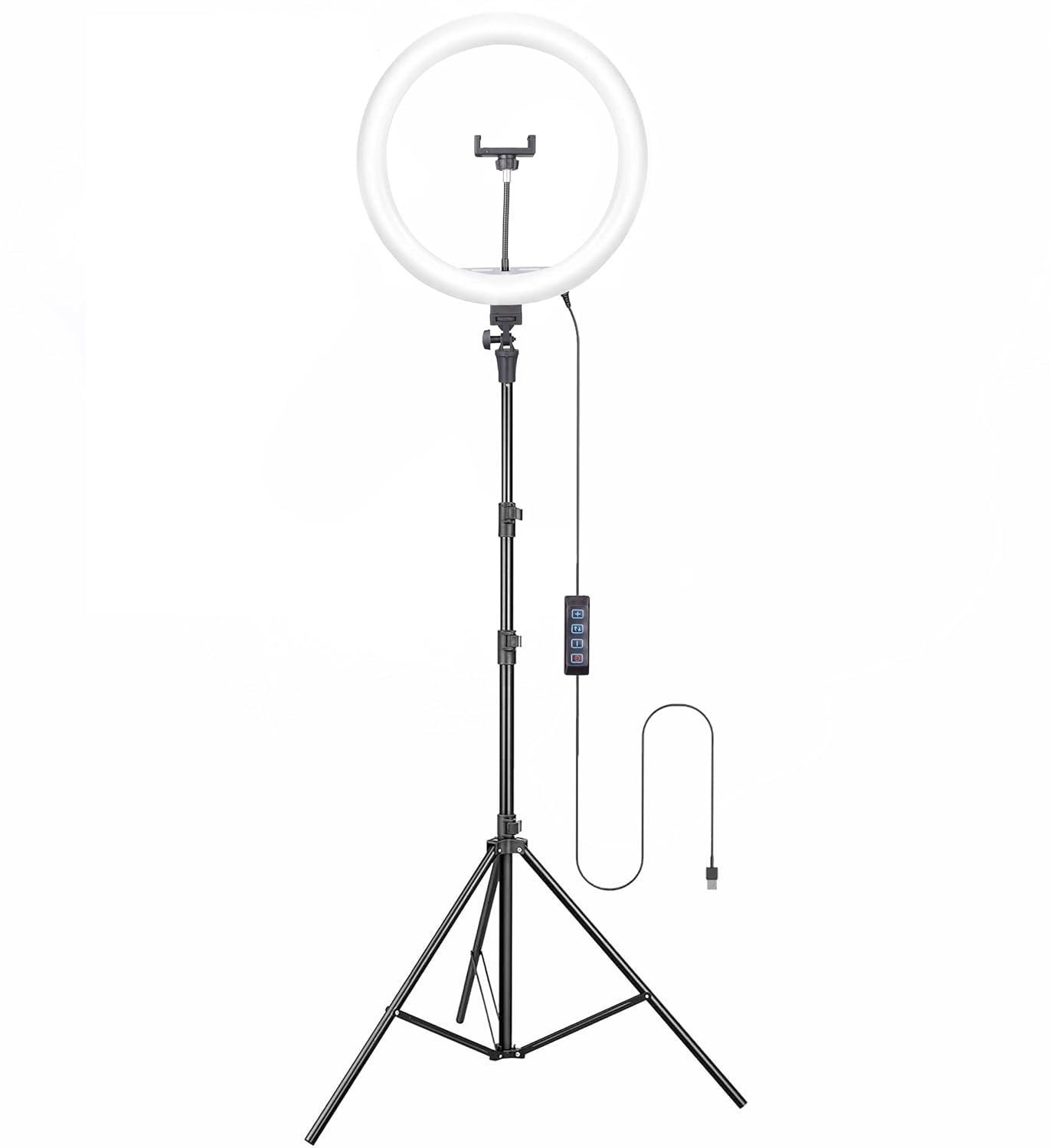 Ring Light with Tripod Stand, LED Circle Light with Phone Holder, Adjustable Height, Photography Lighting (4)