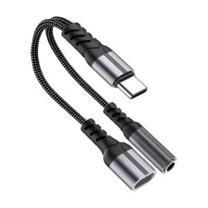 USB C to 3.5mm Headphone Jack Adapter with 60W PD Fast Charging DAC Chip HiFi Audio USB Type C to AUX Converter Compatible with Samsung S25 S24 OnePlus Xiaomi iPad MacBook Pixel