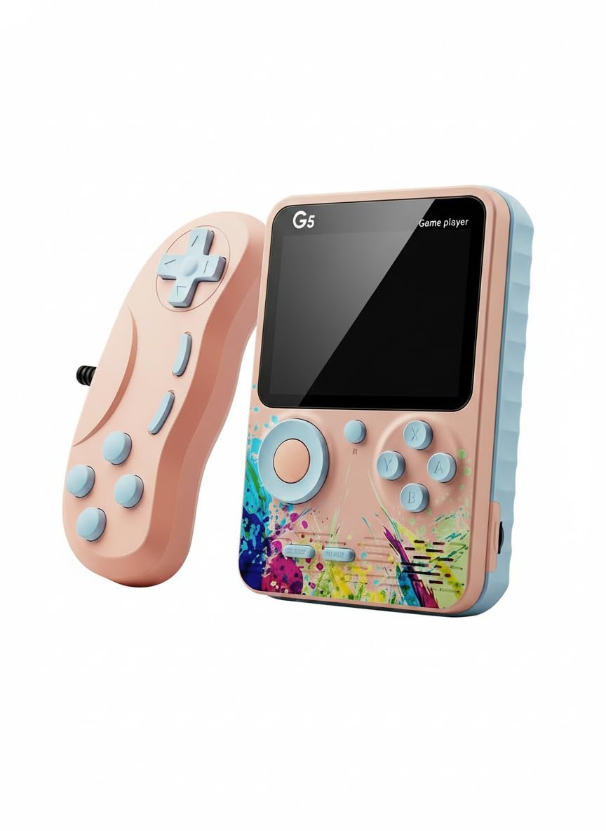 Generic Rechargeable Mini Console With TV Output | Handheld Gaming Console With 500+ Classic Built-In Games | Retro Video Game For Kids 7-14 | For Boys & Girls (Multicolor, G5 With Remote)