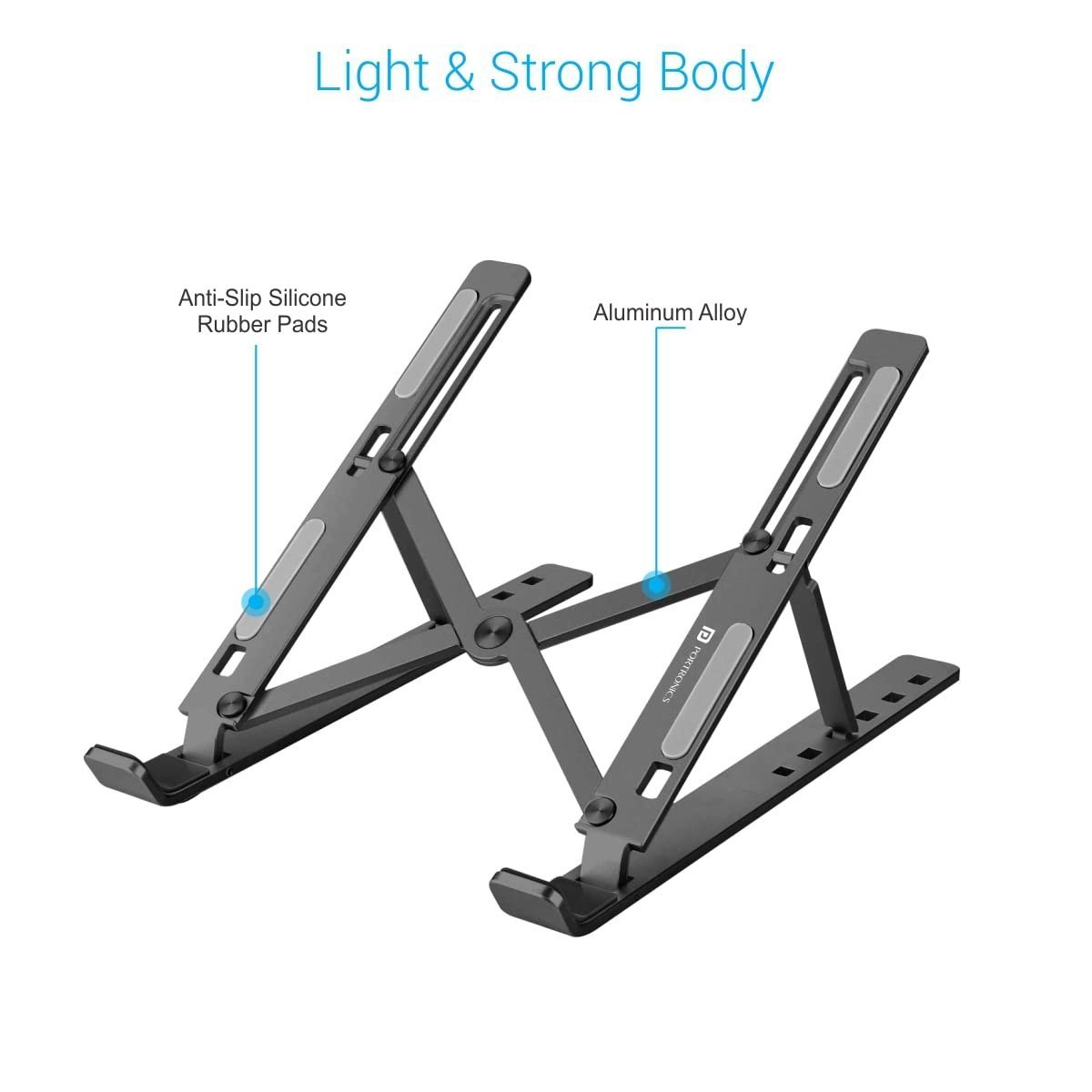 My Buddy K Portable Laptop Stand with Adjustable Height, Foldable, OverHeating Protection for Laptops & MacBooks (Grey)