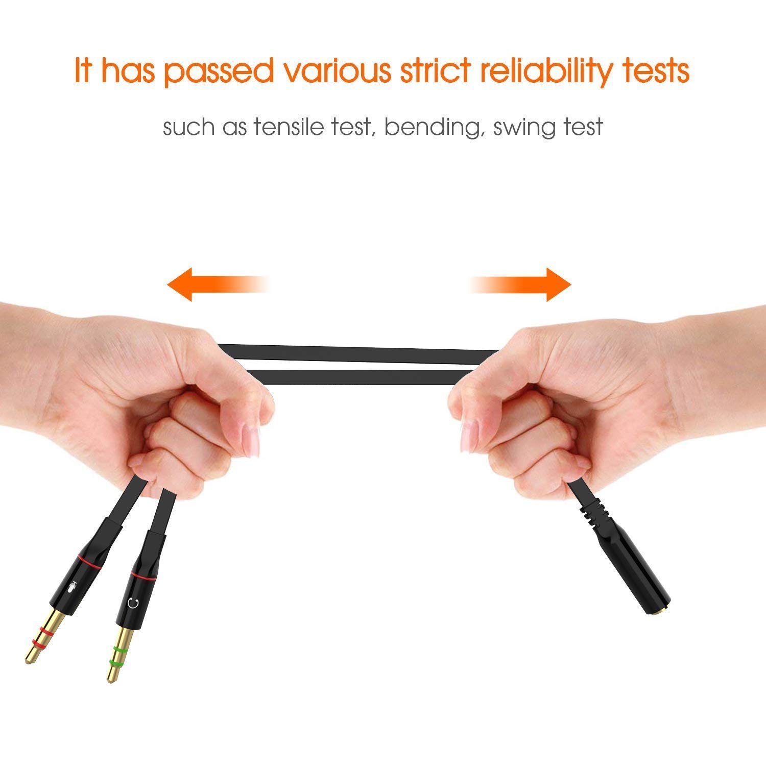 Gold Plated 3.5 mm Headphone Splitter for Computer 2 Male to 1 Female 3.5mm Headphone Mic Audio Y Splitter Cable Smartphone Headset to PC Adapter – (Black,20cm)