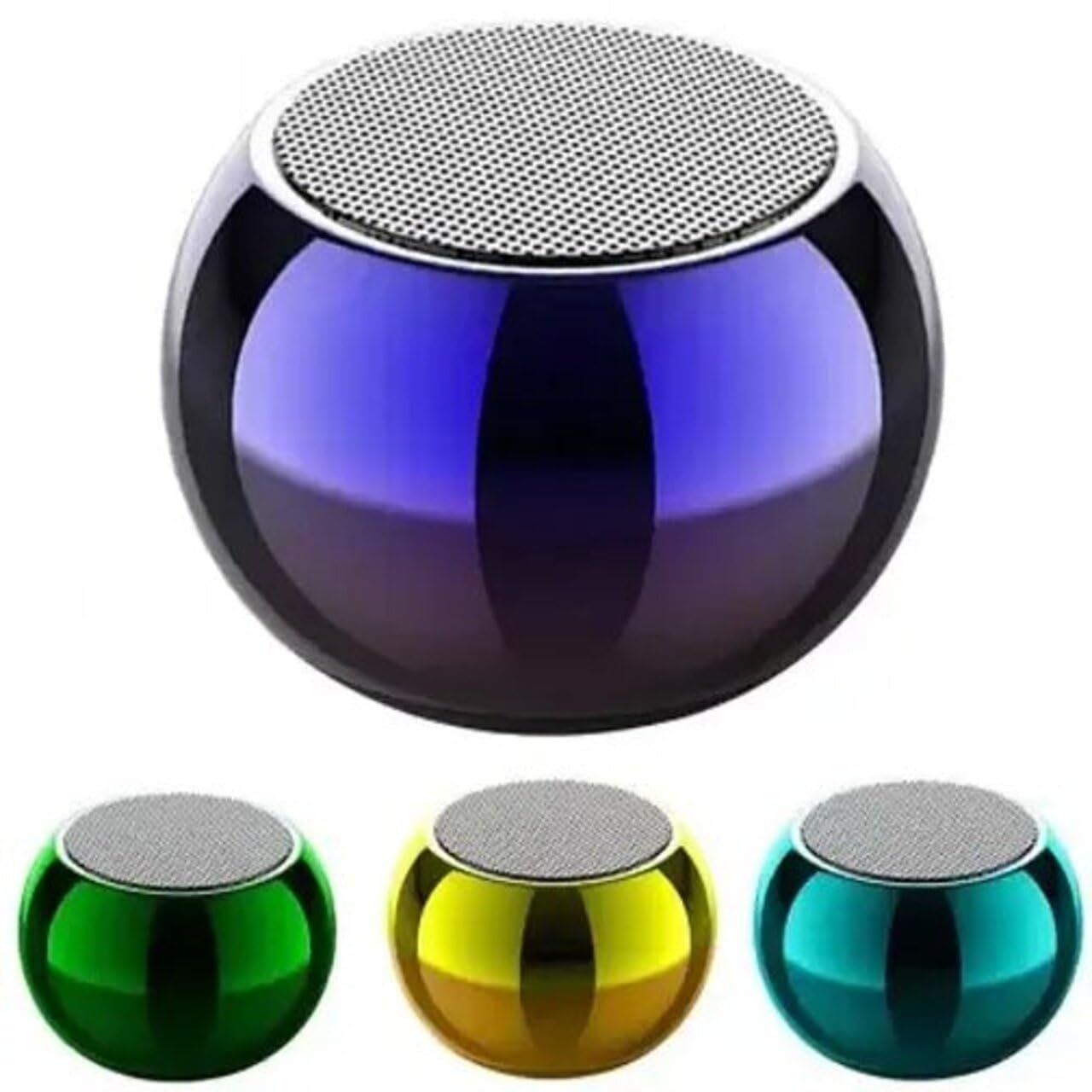 Round Mini Speaker Boost 4 Colourful Wireless Bluetooth Speaker, Mini Electroplating Round Steel, Random Colour (Pack of 1)