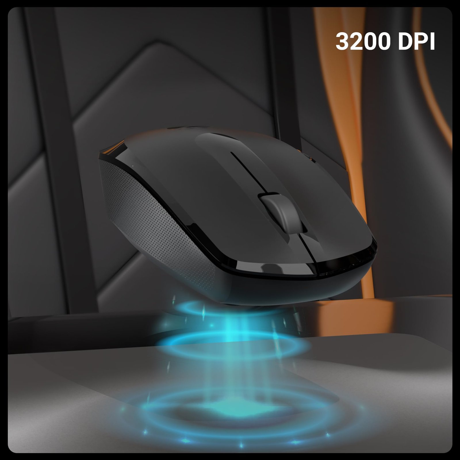 Wireless Mouse, 2.4GHz, 3200 DPI, 3 Buttons, Comfortable & Ergonomic, USB Nano Receiver, Power-Saving Mode, Works on Most Surfaces, for Mac | Laptop | Computer (Freego, Black)