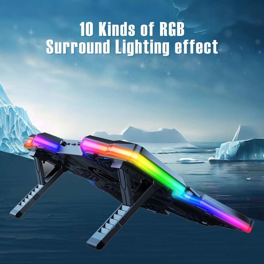 Arctic K25 PRO RGB Laptop Cooling Pad with 4 Motor Fans, 7 Adjustable Height | Black