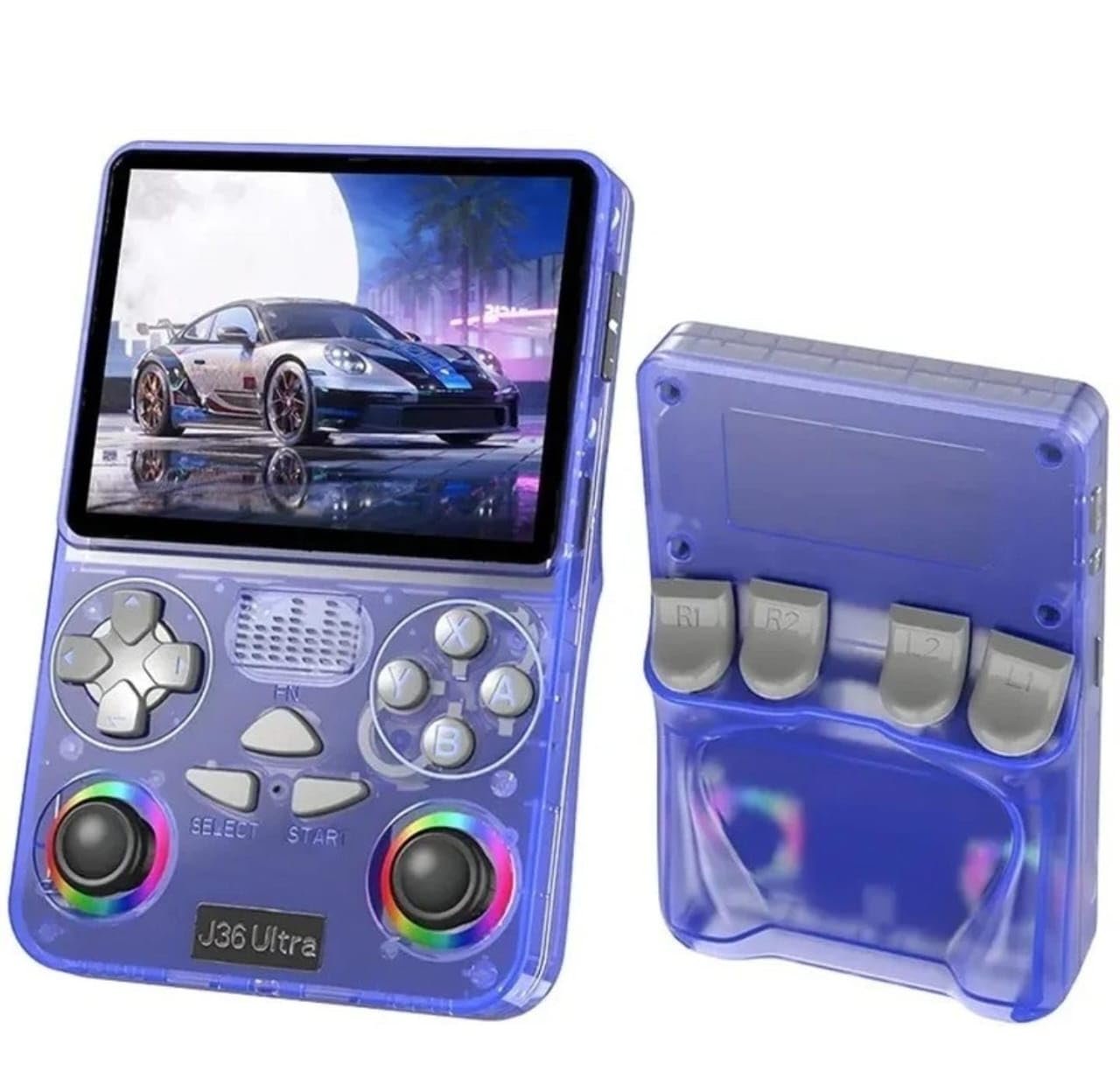 J36 Ultra Handheld Game Console 64GB | Transparent Random Color | RGB Joysticks | Online Multiplayer | Portable Retro Gaming Device