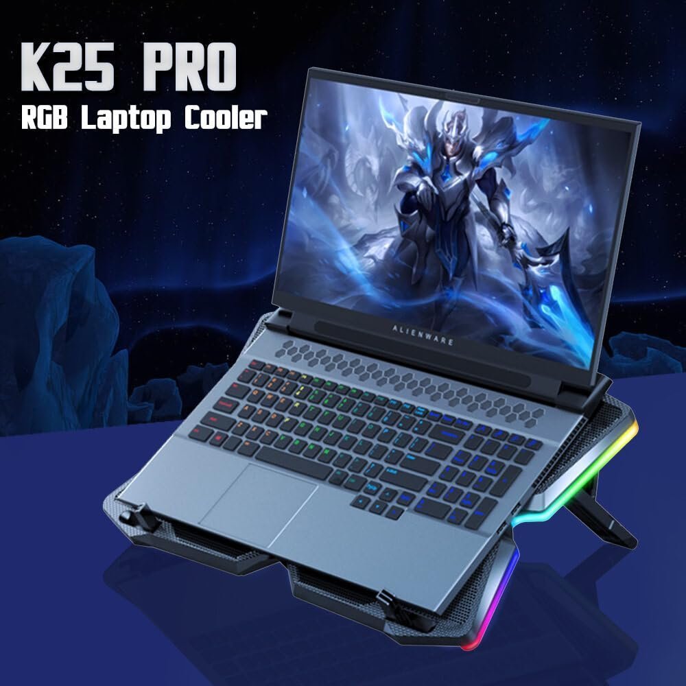 Arctic K25 PRO RGB Laptop Cooling Pad with 4 Motor Fans, 7 Adjustable Height | Black