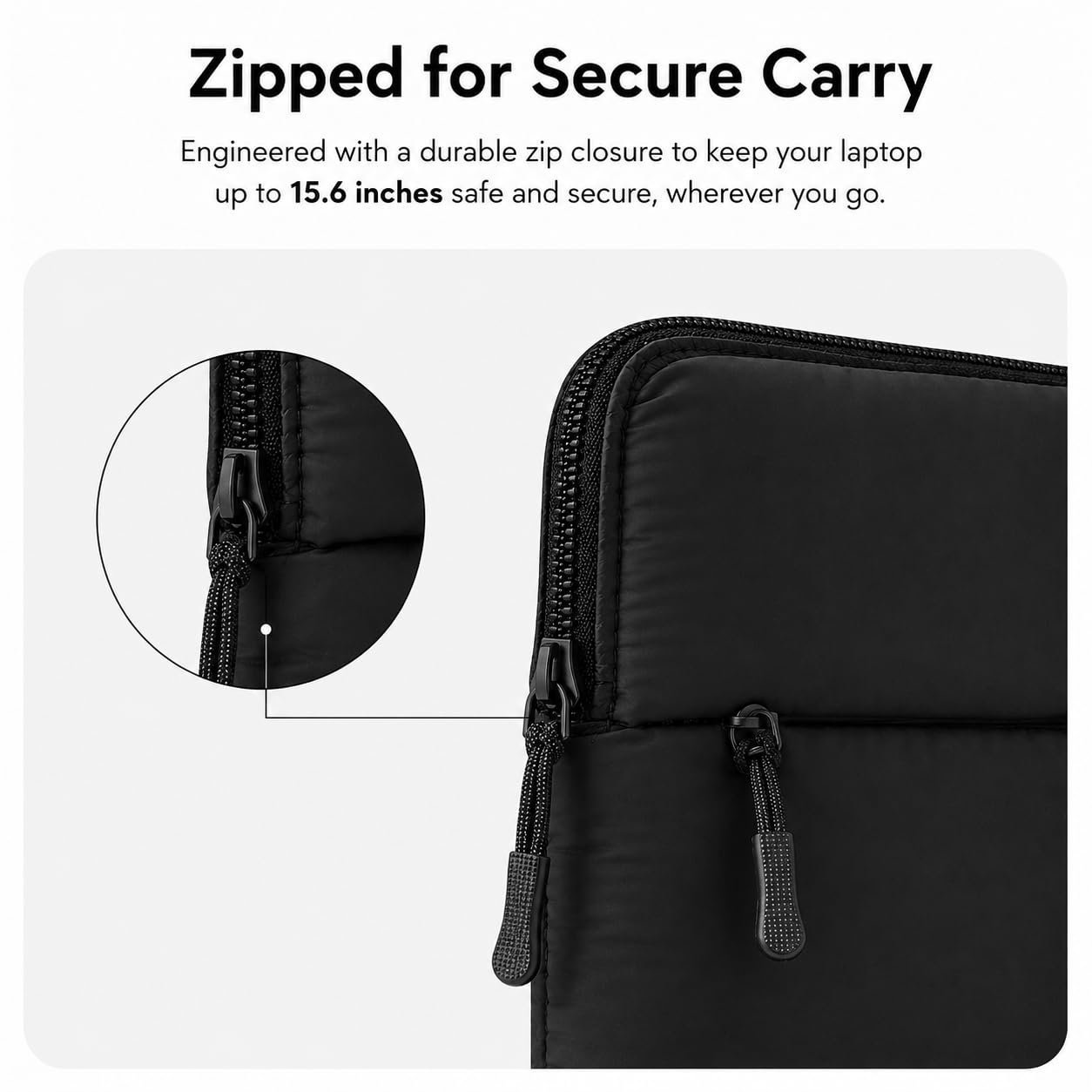 Cushioned Laptop Sleeve for 15.6 Inch Laptops, Carbon Black