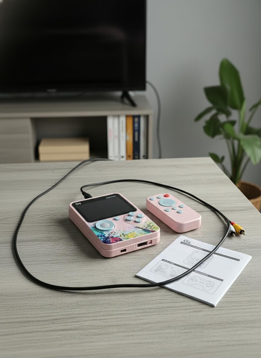 Generic Rechargeable Mini Console With TV Output | Handheld Gaming Console With 500+ Classic Built-In Games | Retro Video Game For Kids 7-14 | For Boys & Girls (Multicolor, G5 With Remote)