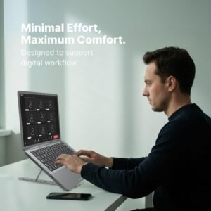Laptop Stand 6 Angles Adjustable Aluminum Ergonomic Foldable Portable Tabletop Laptop/Desktop Riser Stand Holder Compatible for MacBook, HP, Dell, Lenovo & All Other Notebook (Grey)