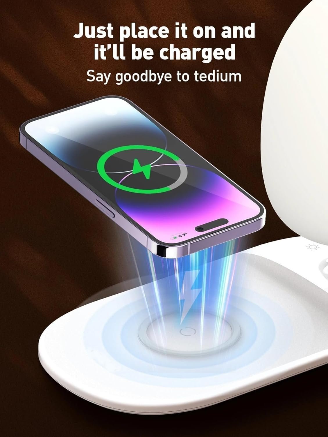 2 in 1 Desk Lamp Mobile Fast Charge Station/Magnetic Wireless Charger Pad, (RGB) LED Light Night lamp with Wireless Charging Function