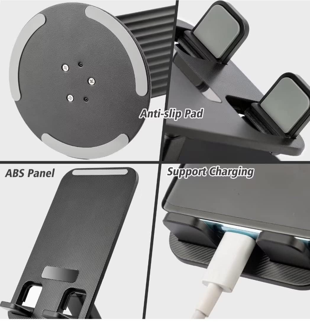 Mobile Phone Stand for Desk with 360° Rotation, Foldable