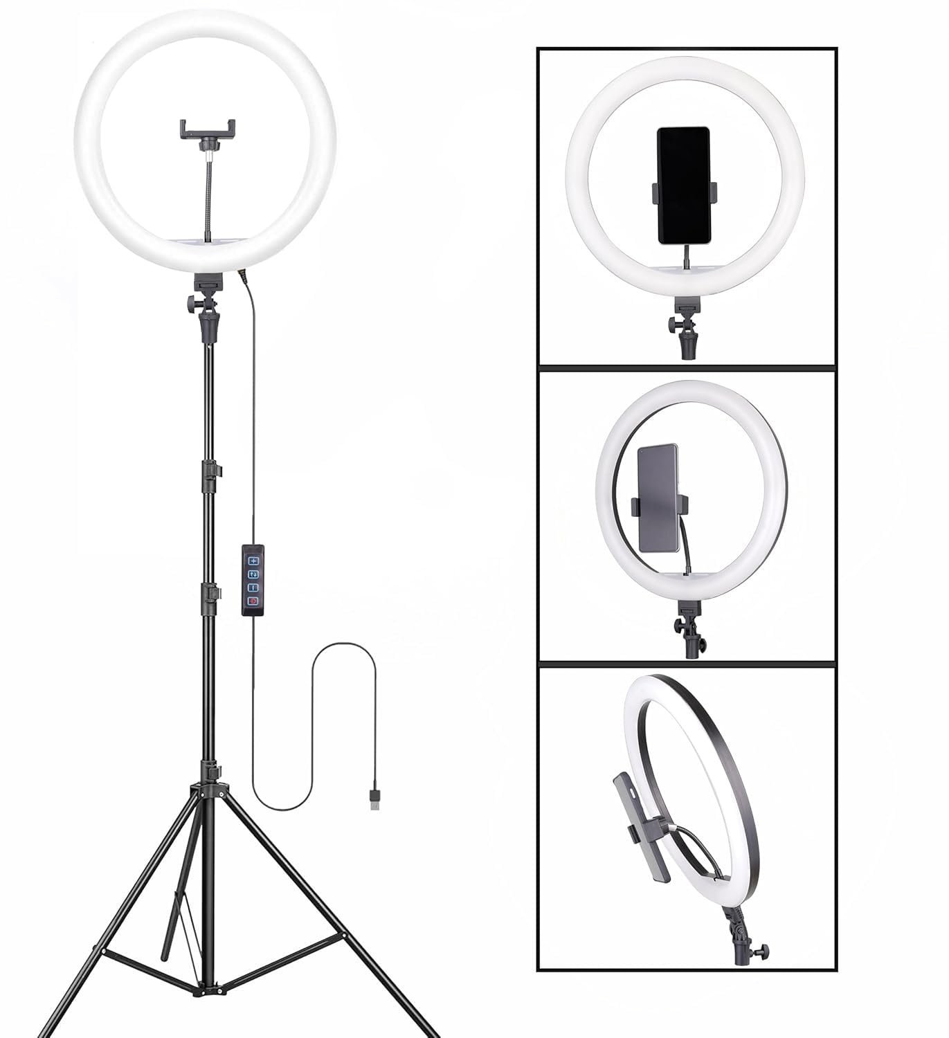 Ring Light with Tripod Stand, LED Circle Light with Phone Holder, Adjustable Height, Photography Lighting (4)