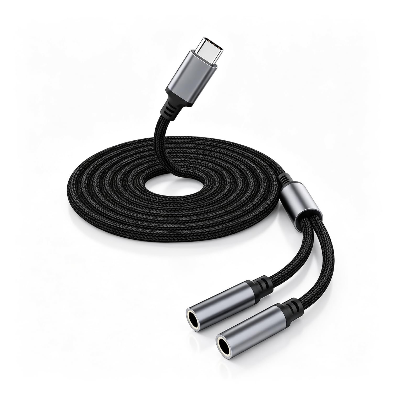 0.5M Type C to Dual 3.5mm Headphone Splitter with High Res DAC Chip