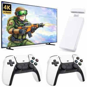 2026 HD TV Gaming Stick Console | Plug & Play E-TRO Style Video Game System with Dual Wireless Controllers for Kids & Adults White M151