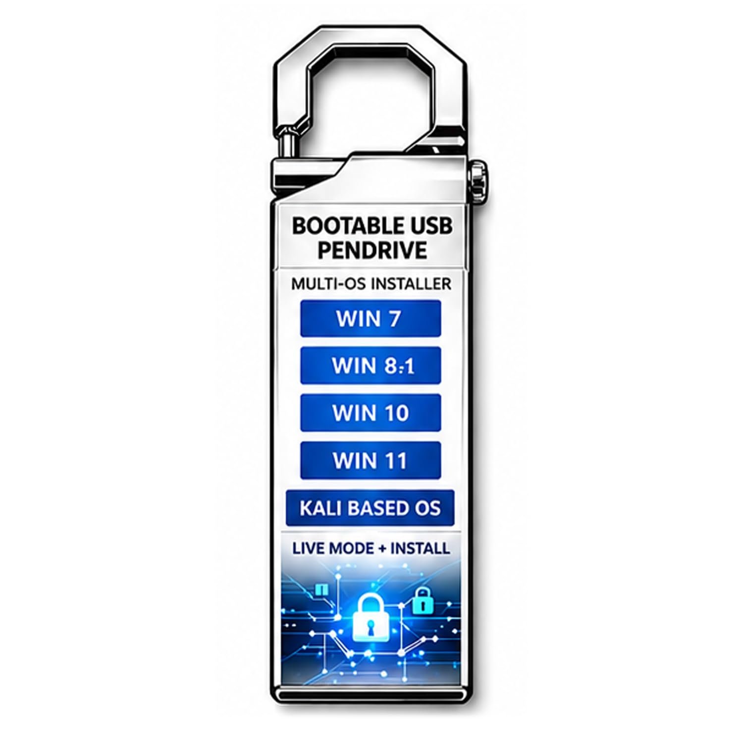 Bootable USB Pendrive for OS Installation | Windows 7, 8.1, 10 & 11 Compatible | System Repair & Recovery Flash Drive for Laptop & Desktop | with Live Kali Linux