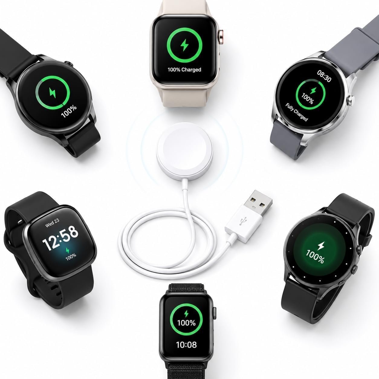 Smart Watch Charger Magnetic Charging Cable Compatible with Smart Watch Magnetic USB Charger for Smartwatch Wireless Charging Dock Cable Compatible