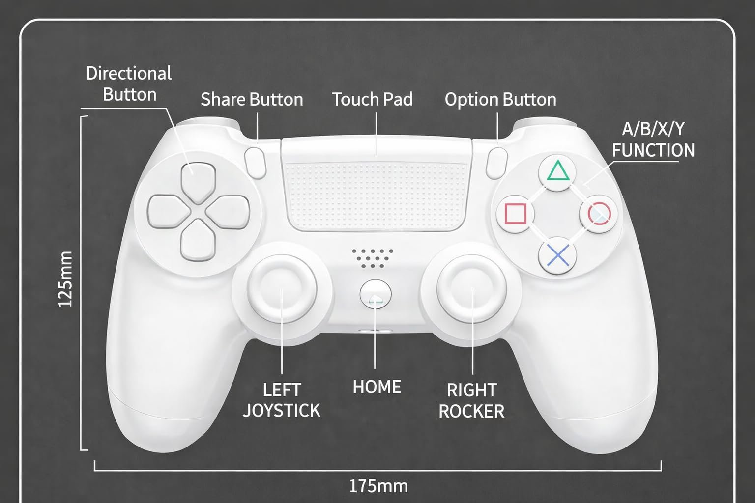 Wireless Pro Controller Compatible with PS-4 /PS-4 Pro/P-S'4Slim Console, Gaming Remote,Bluetooth Controller Wireless Gaming Controllers, with 6-Axis Motion Sensor (White)