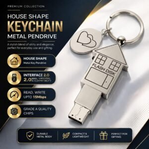 ® House Shape USB Flash Drives, 4GB-128GB, Upto 12Mbps, 2.0, Metal Body, Keychain Pen Drive, Gifting Flash Drives. (8, GB)
