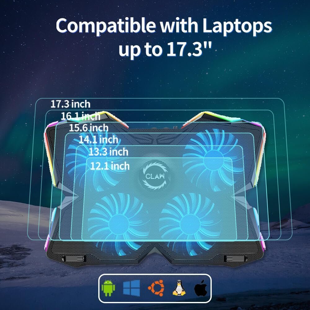 Arctic K25 PRO RGB Laptop Cooling Pad with 4 Motor Fans, 7 Adjustable Height | Black