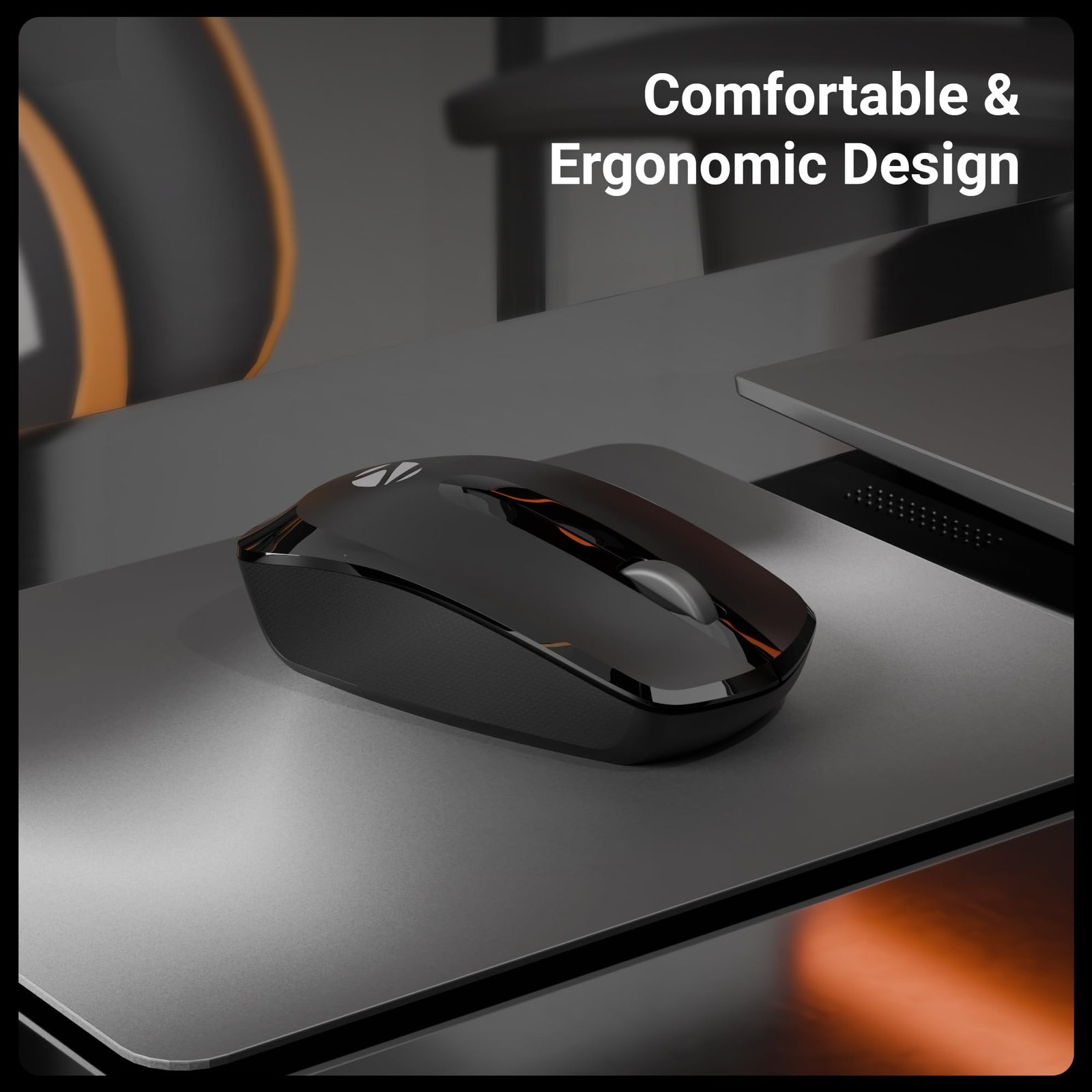 Wireless Mouse, 2.4GHz, 3200 DPI, 3 Buttons, Comfortable & Ergonomic, USB Nano Receiver, Power-Saving Mode, Works on Most Surfaces, for Mac | Laptop | Computer (Freego, Black)