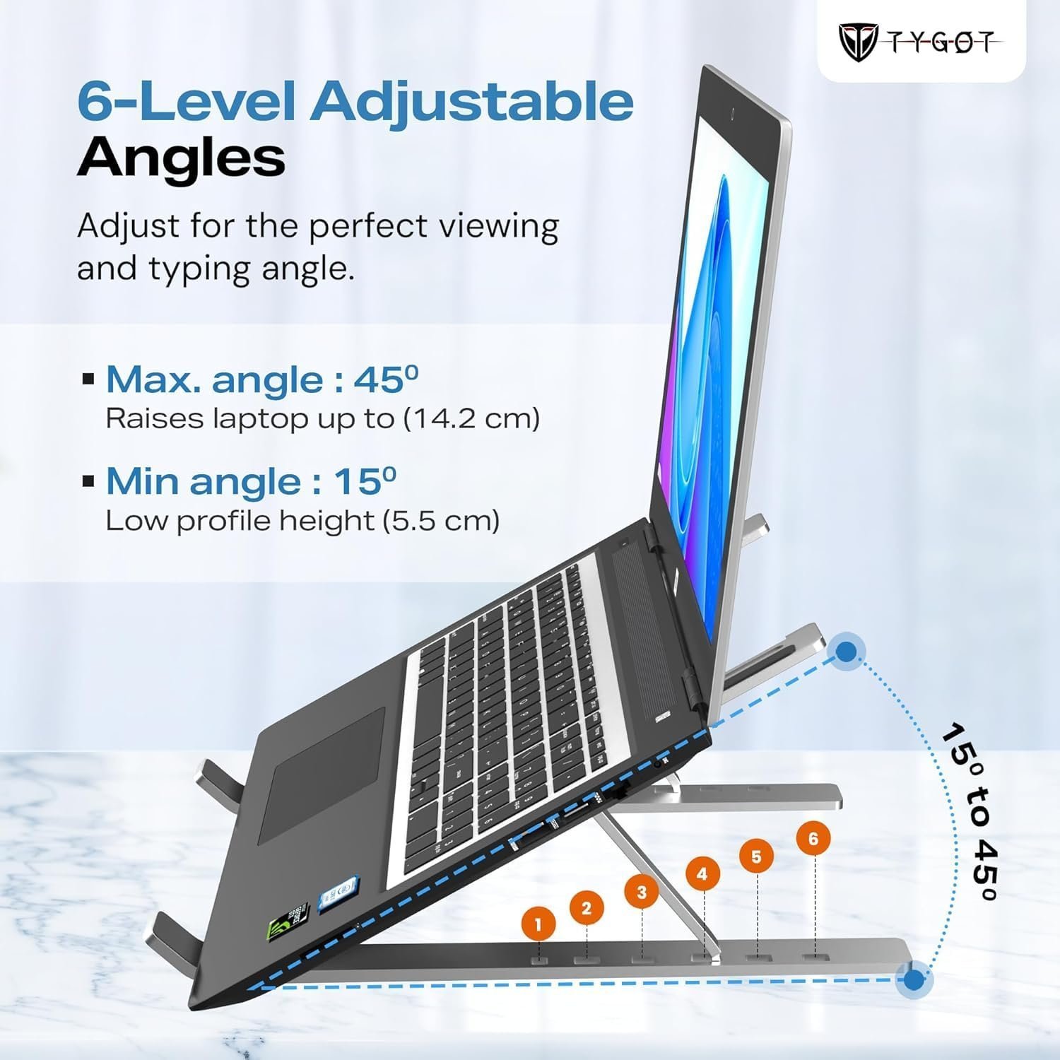 Aluminum Alloy Adjustable Laptop Stand for 10-17 Inch Laptops