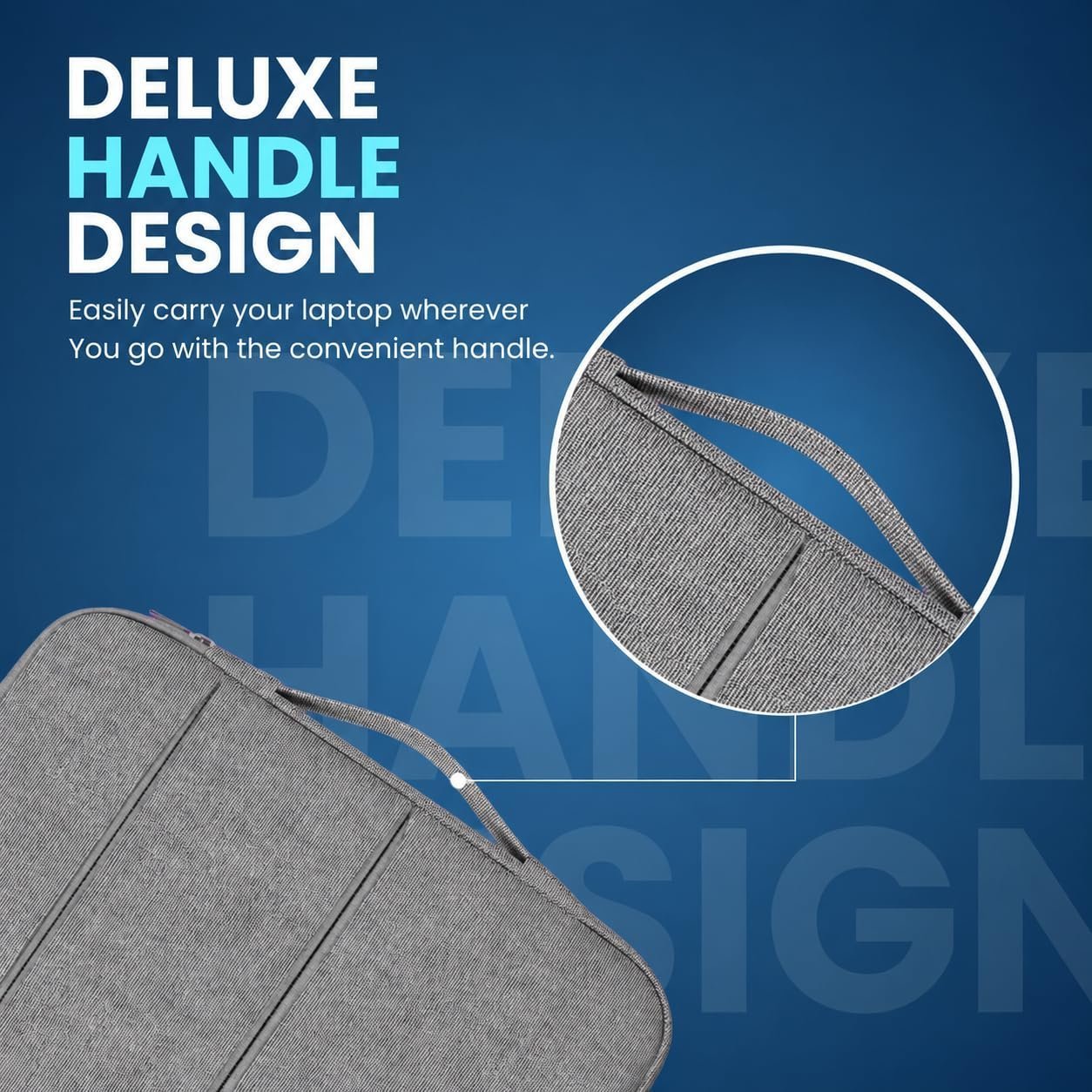 Laptop Sleeve Bag with Handle, Grey, Multi-Pocket