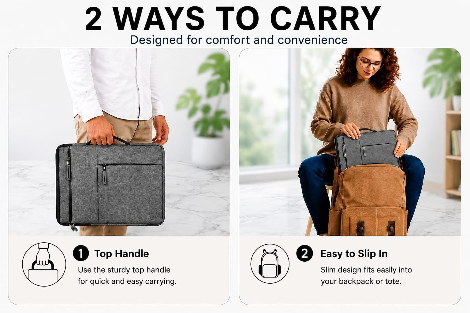 17 Inch Laptop Sleeve with Carry Handle & 2 Front Pockets | Slim Lightweight Laptop Case with Water-Resistant Cover | Compatible with MacBook, Dell, HP, Lenovo, Asus, Samsung, Mi & More