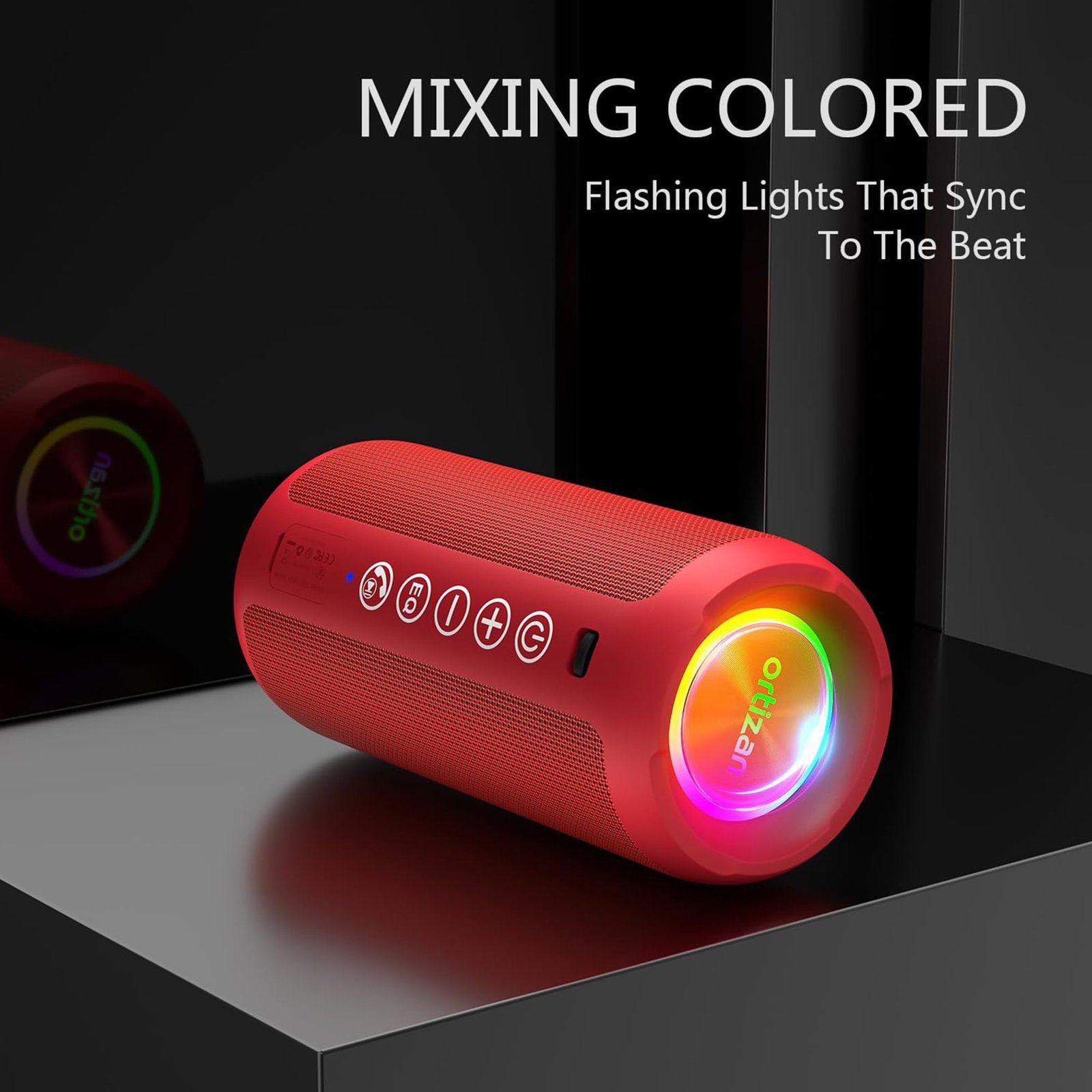 Portable Bluetooth Speaker: IPX7 Waterproof, 24W Loud Sound, Deep Bass, Bluetooth 5.3, LED Lights, Wireless Stereo Pairing, 30H Playtime, for Home/Outdoor/Party/Beach, Birthday Gift (Red)