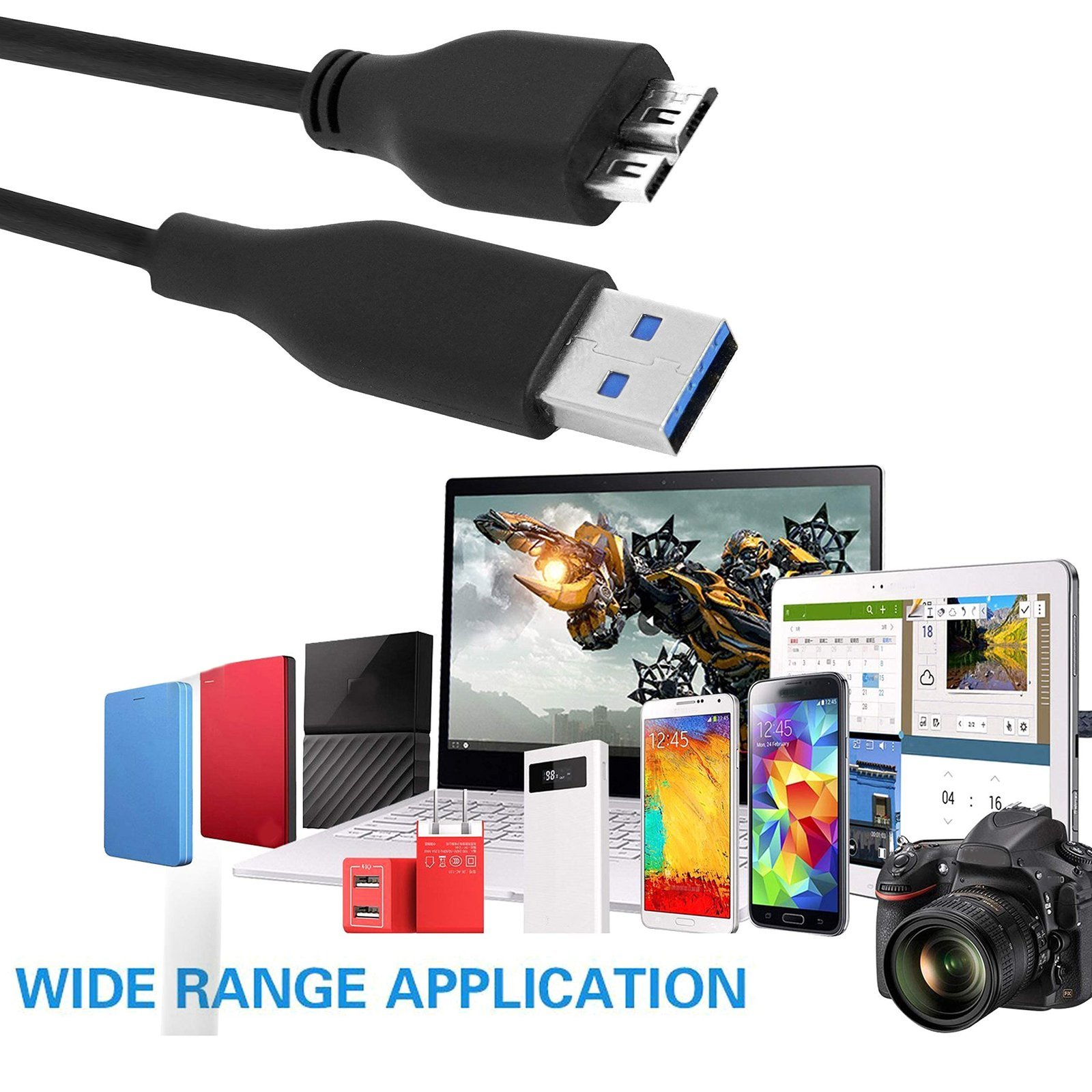 Micro USB 3.0 Cable A to Micro B for External Hard Drives
