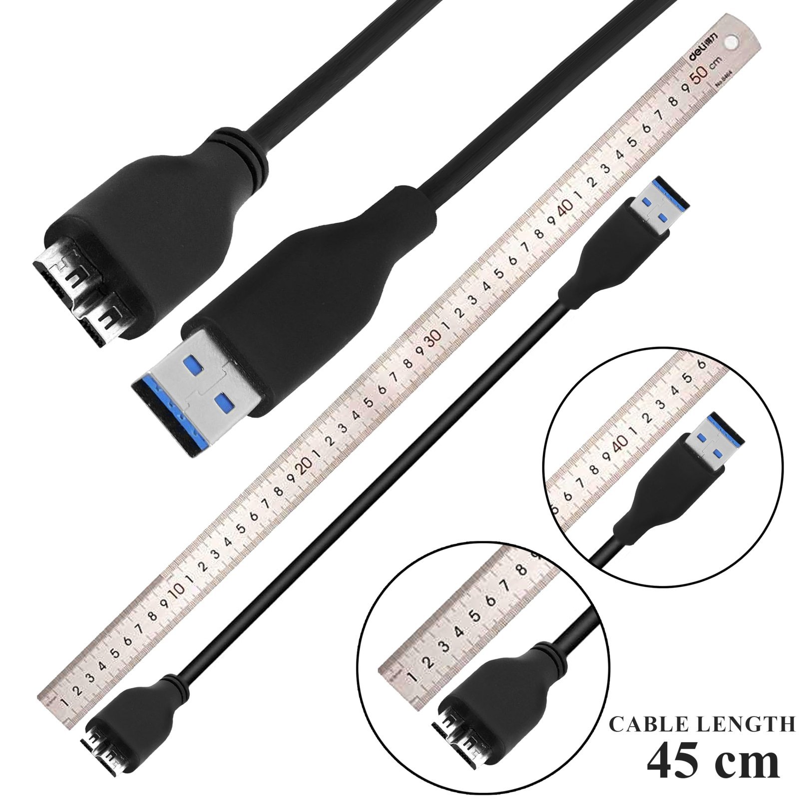 Micro USB 3.0 Cable A to Micro B for External Hard Drives