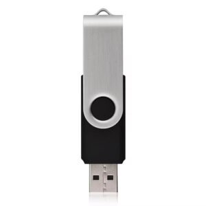 SippyTales® USB Flash Drive, 360-Degree Swivel Design, Black and Silver, 62mm x 20mm, Corporate Gifting, 1pc, Interface 2.0, Upto 10mbps (128, GB)