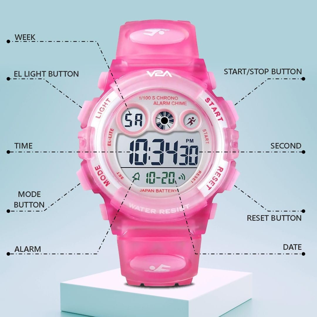 Nova 1451 Digital Sports Watch for Women and Girls, Stopwatch, Alarm, EL Backlight, 5 ATM Water Resistant, Flexible TPU Strap | Active, Casual & Gifting