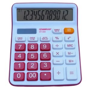 OT-333 12 Digit Desktop Calculator, Large HD Display, Dual Power, 112 Step Check, Auto Replay, Soft Touch Keys, for Office and Home