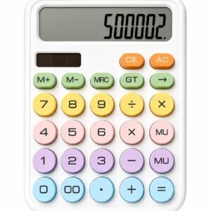 Chhavi's Digital Electornic Calculator with Large LCD Display, Big Easy-Press Buttons, Colorful Candy Design, Auto Sleep Function & Battery Included for Office, School & Home Use (White)