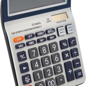 12-Digit Desktop Calculator with Extra Large LCD | 120 Steps Check & Correct, Memory Recall, Dual Power, Big Buttons | for Office, School & Home (1 Pcs.)