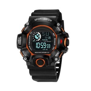 Digital Sports Watch – Rugged Outdoor Multi-Function (Orange Accent)