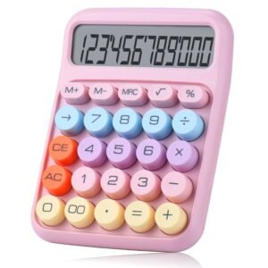 Colorful Calculator – Portable Desktop Basic Calculator with Large Display Responsive Keys for Office School Home Business Student Accounting, Small Size