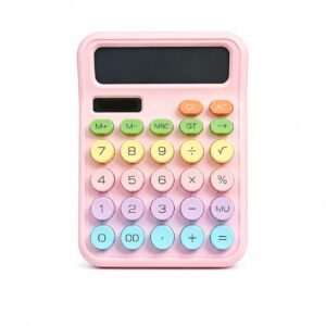 Desktop Calculator with Large Display & Multicolor Buttons, Basic Calculator for Office, School, Home & Shop, Pink Pastel Calculator, KK-2688