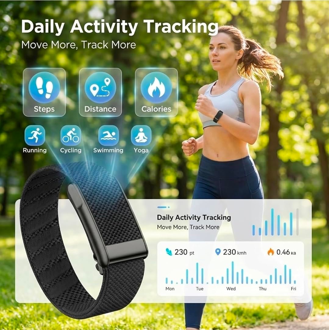 Loop Smart Band Fitness Health Activity Tracker ECG PPG Body Temperature, HRV Analysis, 30+ Exercise Modes, Sleep and Stress Monitor, Subscription Free Screenless Smart Bracelet (Green)